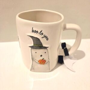 Rae Dunn Boo To You Ghost And Pumkin Halloween Mug